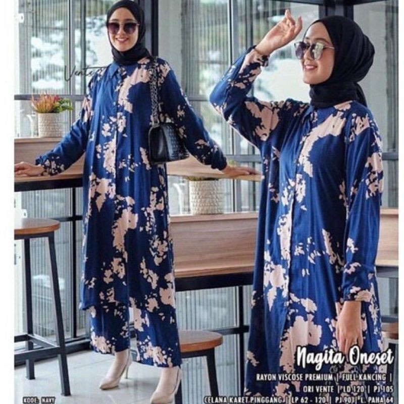 Nagita One Set / fashion muslim terpopuler/ pakaian wanita terbaru/ dress muslim murah, BAJU TIDUR