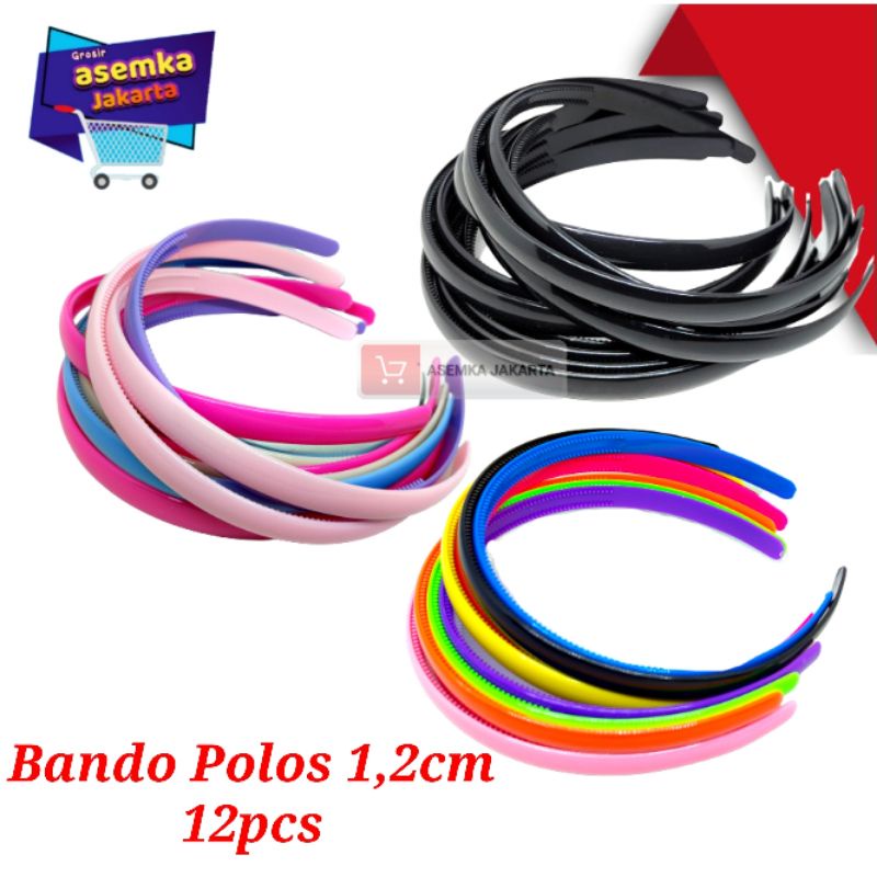 Bando rambut 12pcs Bando Polos 1,2cm Warna Produk Marcella Grosir