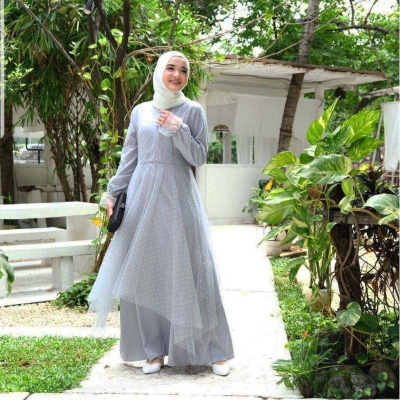 DRESS MUSLIM WANITA GAMIS BRUKAT MUSLIMAH/ DRES BRUKAT DRESS KONDANGAN/DRESS PESTA / AYDA DRESS TILE