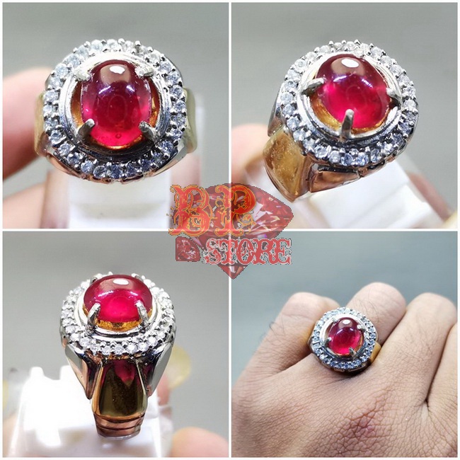 Cincin Batu Akik Ruby Merah Delima Asli