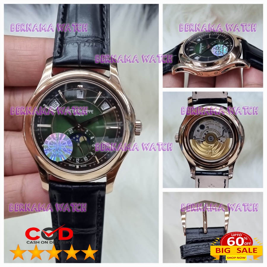 EXTRA HEMAT JAM PRIA MEWAH P4T3K PH1L1PP3 MESIN SWISS ETA GRF BOX ORI STRAP LEATHER JAM PRIA TERBARU