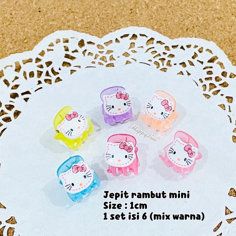 jepit rambut mini kecil isi 6 per set hello kitty warna warni hk jepit rambut kutu kecil isi 6 hk6