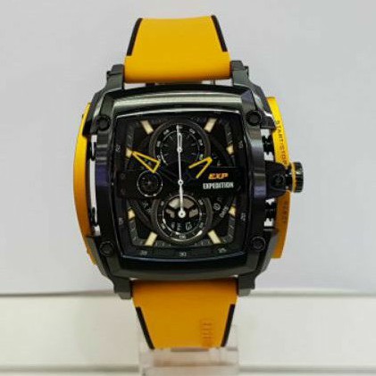 jam tangan expedition e3008 rubber yellow list yellow pria original