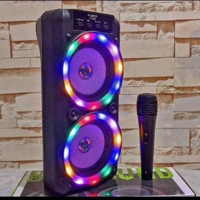 Speaker Bluetooth Fleco F6582 Bonus Mic Karaoke/Salon Aktif Portable Radio FM Led Speaker Wireless