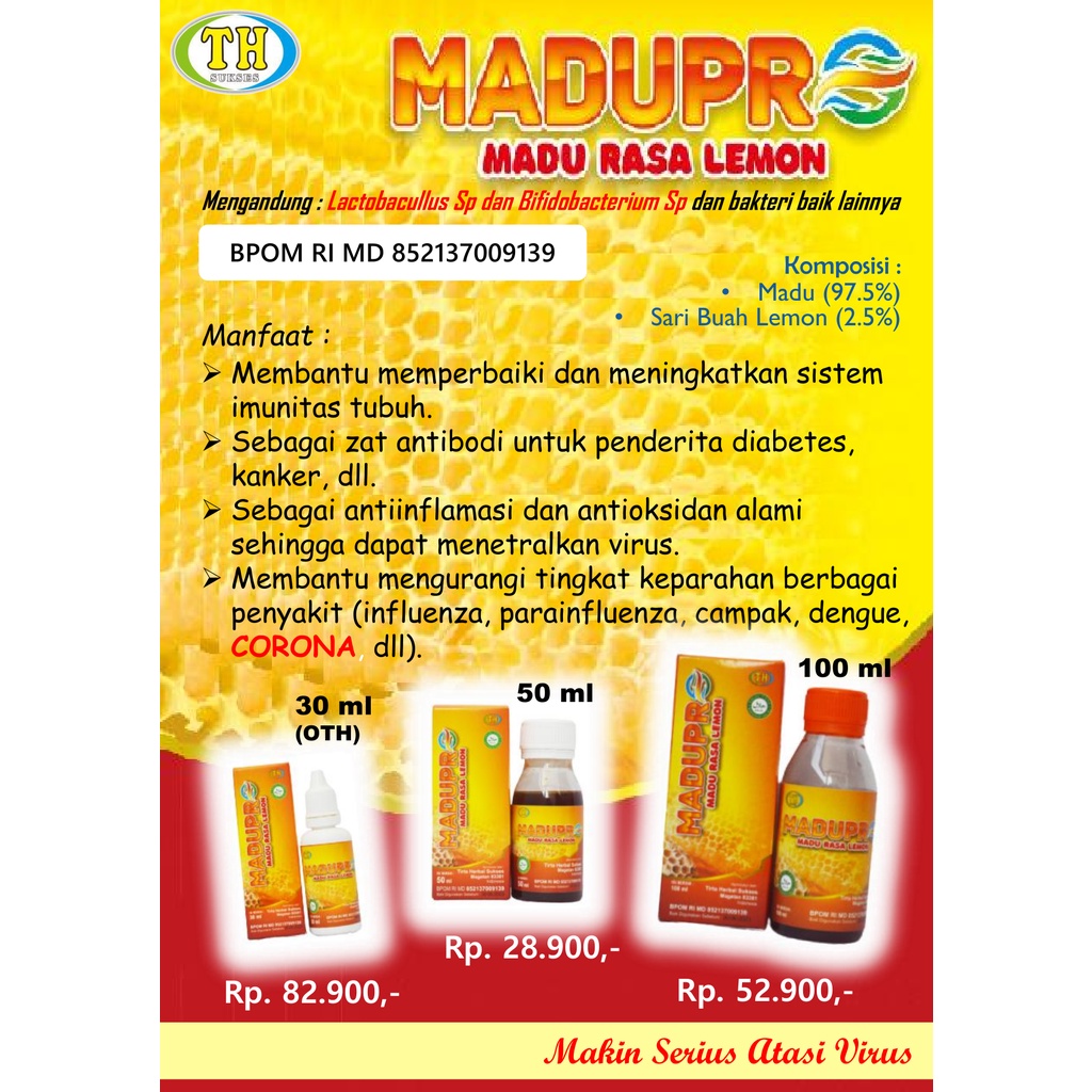 Bioth - Madu Pro Lemon 30 Ml Obat Tetes Herbal/Madu Pro Lemon Mini 50 Ml /Madu Pro Lemon 100 Ml