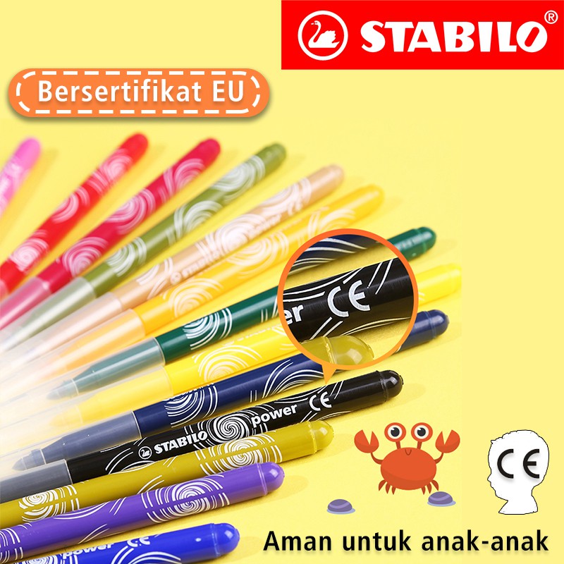 

Stabilo Power German color pena coloring hand-painted pena cat air pena set alat lukis anak 30colors