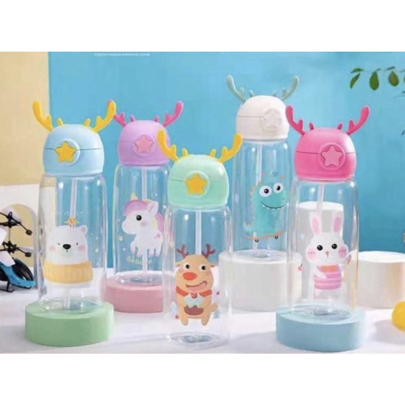 Botol Minum Anak Karakter Lucu Botol Minum Tanduk Rusa 600ML