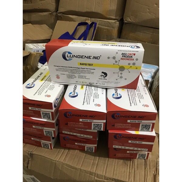 BOX ALAT RAPID TEST ANTIGEN LUNGENE MERAH PUTIH ORIGINAL KEMENKES AKD