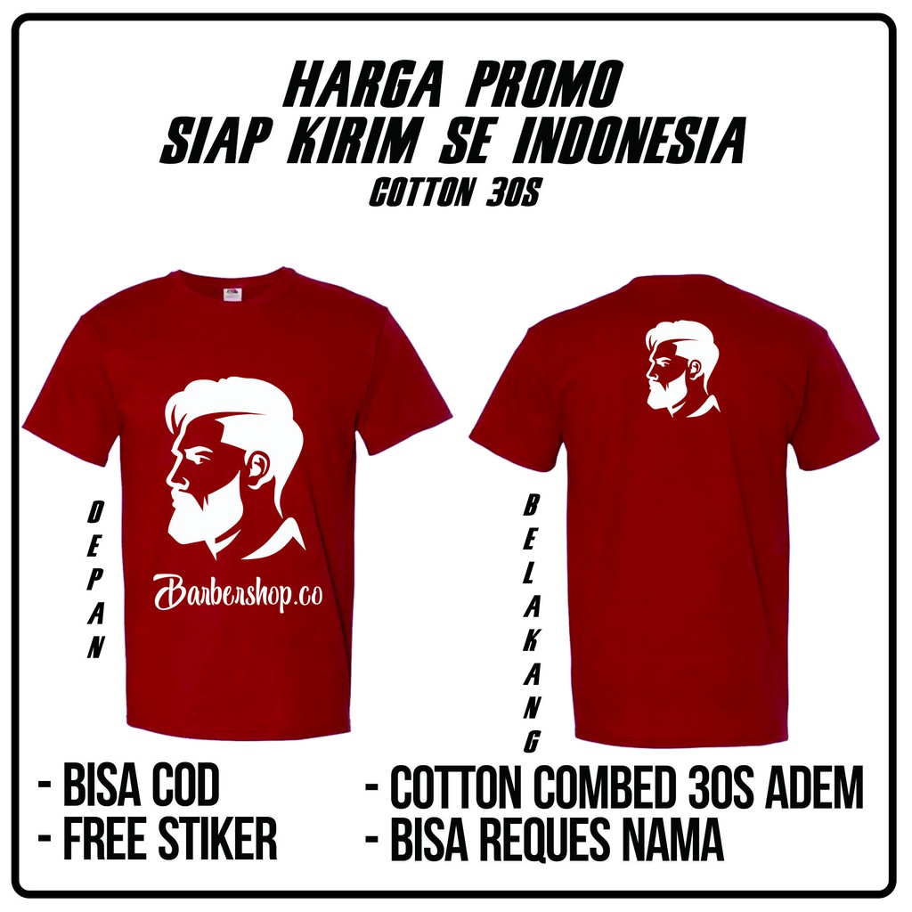 PROMO KAOS DISTRO BARBERSHOP KEREN MURAH BAHAN COTTON COMBED 30S ADEM GROSIR ECER