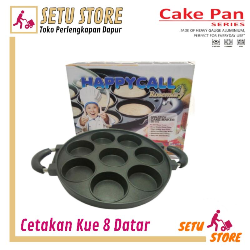 HAPPY CALL 8 Lubang Datar Cetakan Kue Lumpur Loyang Apem Martabak Mini