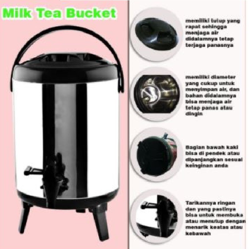 Termos Air/ Milk Tea Bucket Termos Dispenser 10 Liter stainless Bisa Air Panas/Dingin/Es