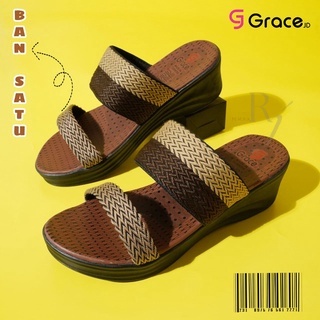 GRACE [KYOTO BAN 2] Sandal Cewek Turki/ Sendal Hak Wanita Turkey Slop/ Sandal Wedges Slop Cewek