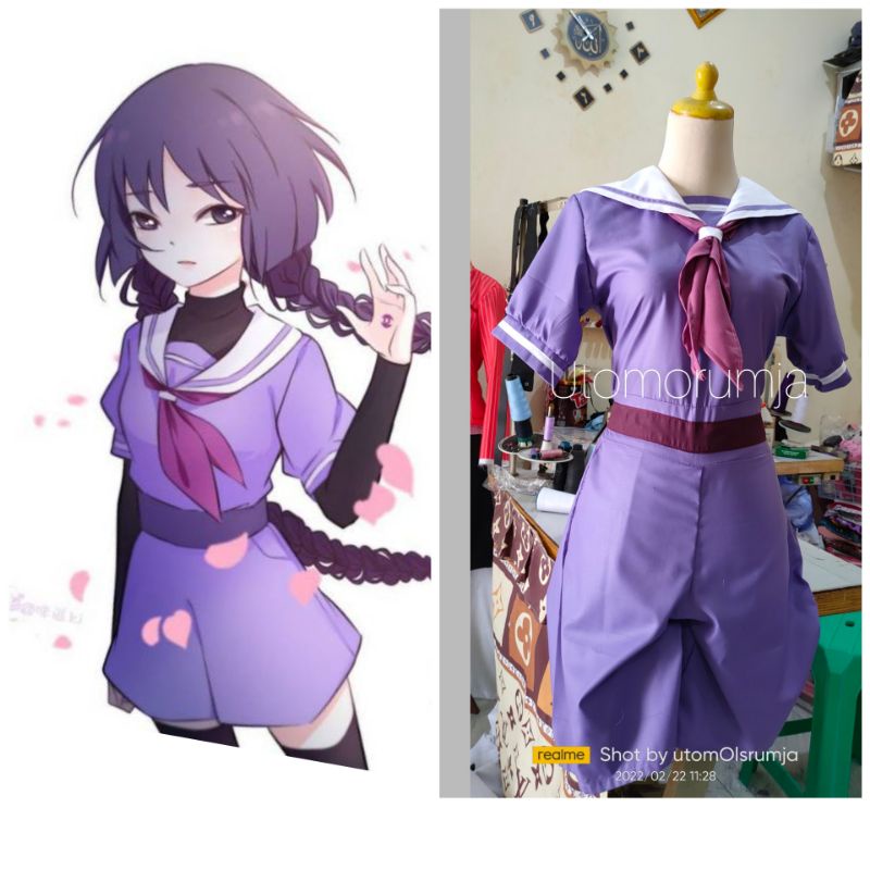 utomorumja kostum cosplay jumpsuit sumire kakei boruto seifuku anime costume
