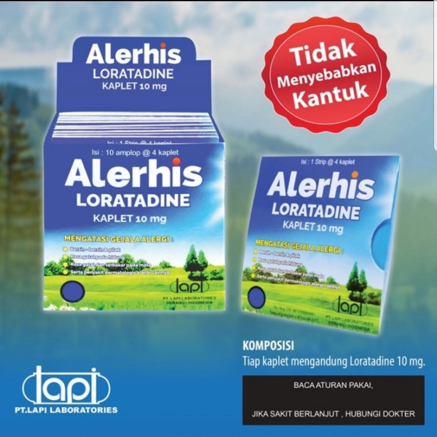 Alerhis / Loratadine 10 mg / Obat Alergi, Pilek, Bengkak, Bersin-Bersin / Anti Alergi / Alergi Makan