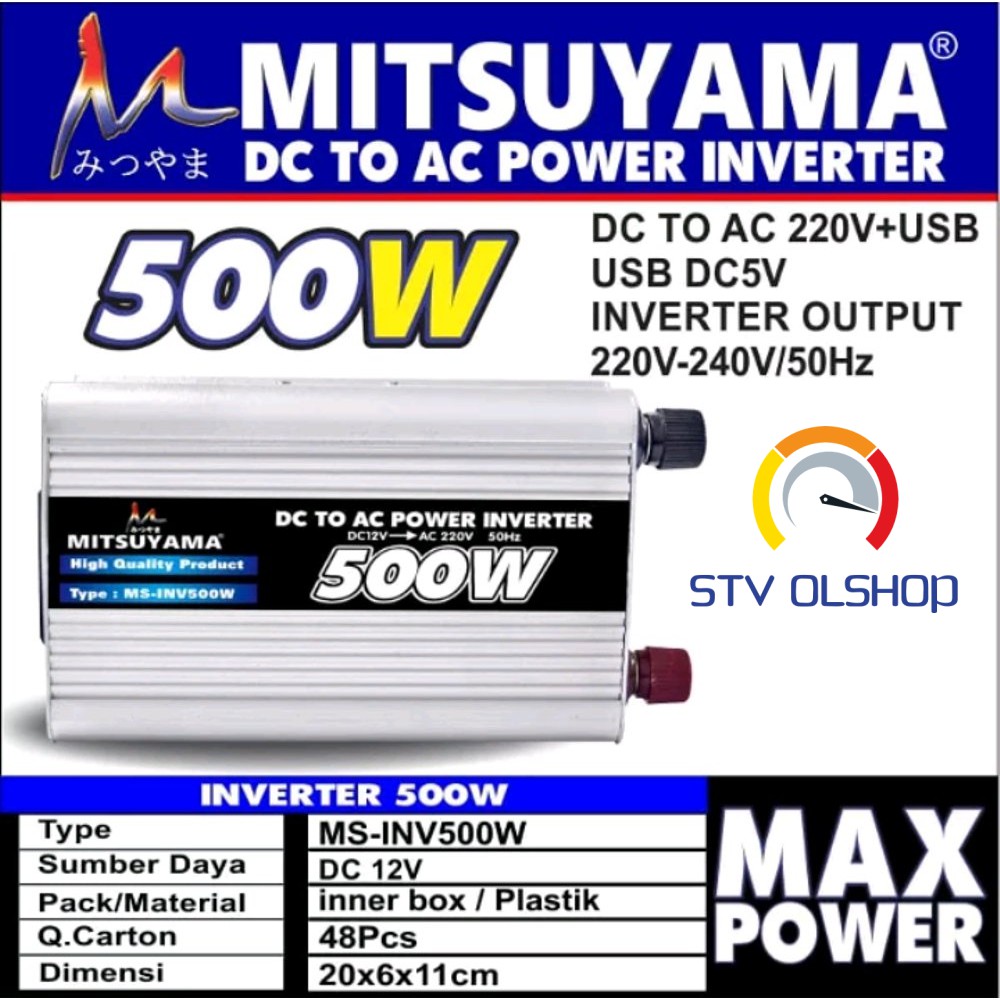 Power Inverter DC To AC 500W + USB 5V MITSUYAMA