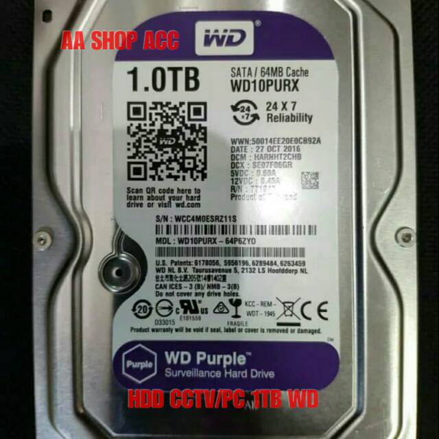 HDD 1TB WD HARDISK CCTV/PC WD 1TERA GSRANSI 1 TAHUN