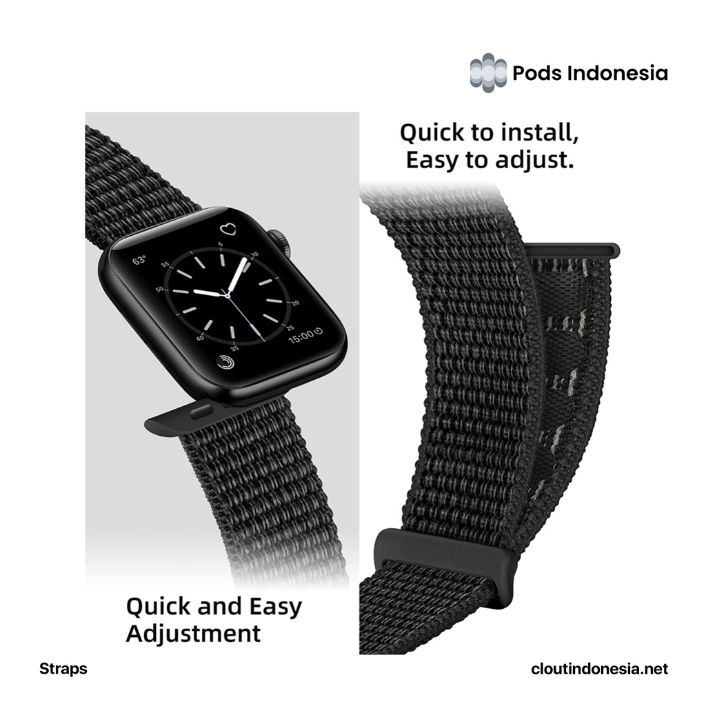 [TERMURAH] STRAP Braided Nylon - Strap Velcro for iWatch &amp; Apple Watch - by PodsIndonesia