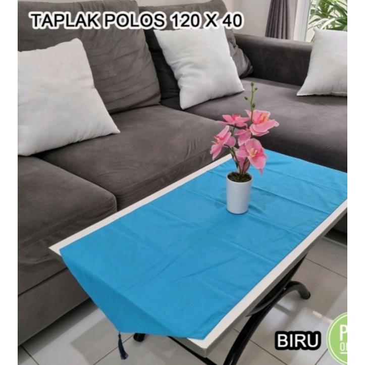 Taplak meja ruang tamu polos table runner minimalis 120X40 cm katun premium