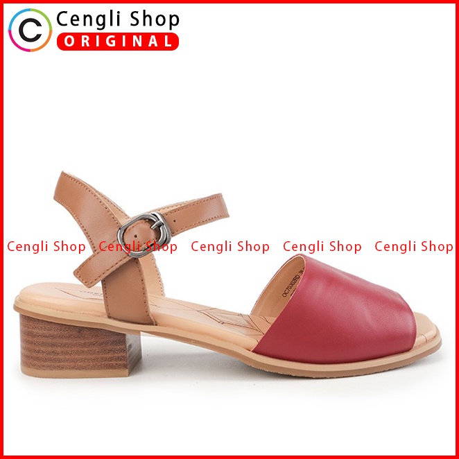 SANDAL HEEL KULIT OBERMAIN HEELS WANITA ORIGINAL SLINGBACK MERAH OW13