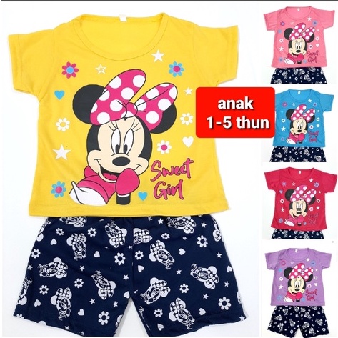 ( Grosir ) 1-5 thun MIX setelan PDK kaos anak perempuan ( 50 pcs =1 klik) baju random gambar campur pakaian