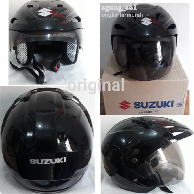 Helm half face original standar suzuki satria fu 150 SNI - hitam glosy