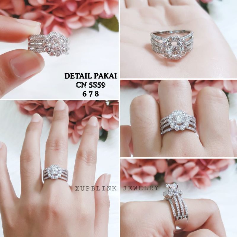 Cincin Titanium Anti Karat Permata Satu  Cincin Terlaris Xupblink Jewelry