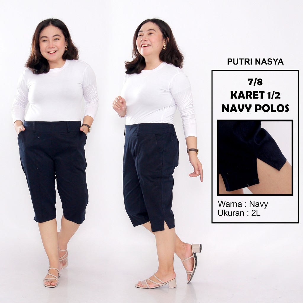 Celana 7/8 jumbo karet 1/2 polos/ baggy pant jumbo/ celana pendek big size 8L-6L-5L-4L-2L-XL