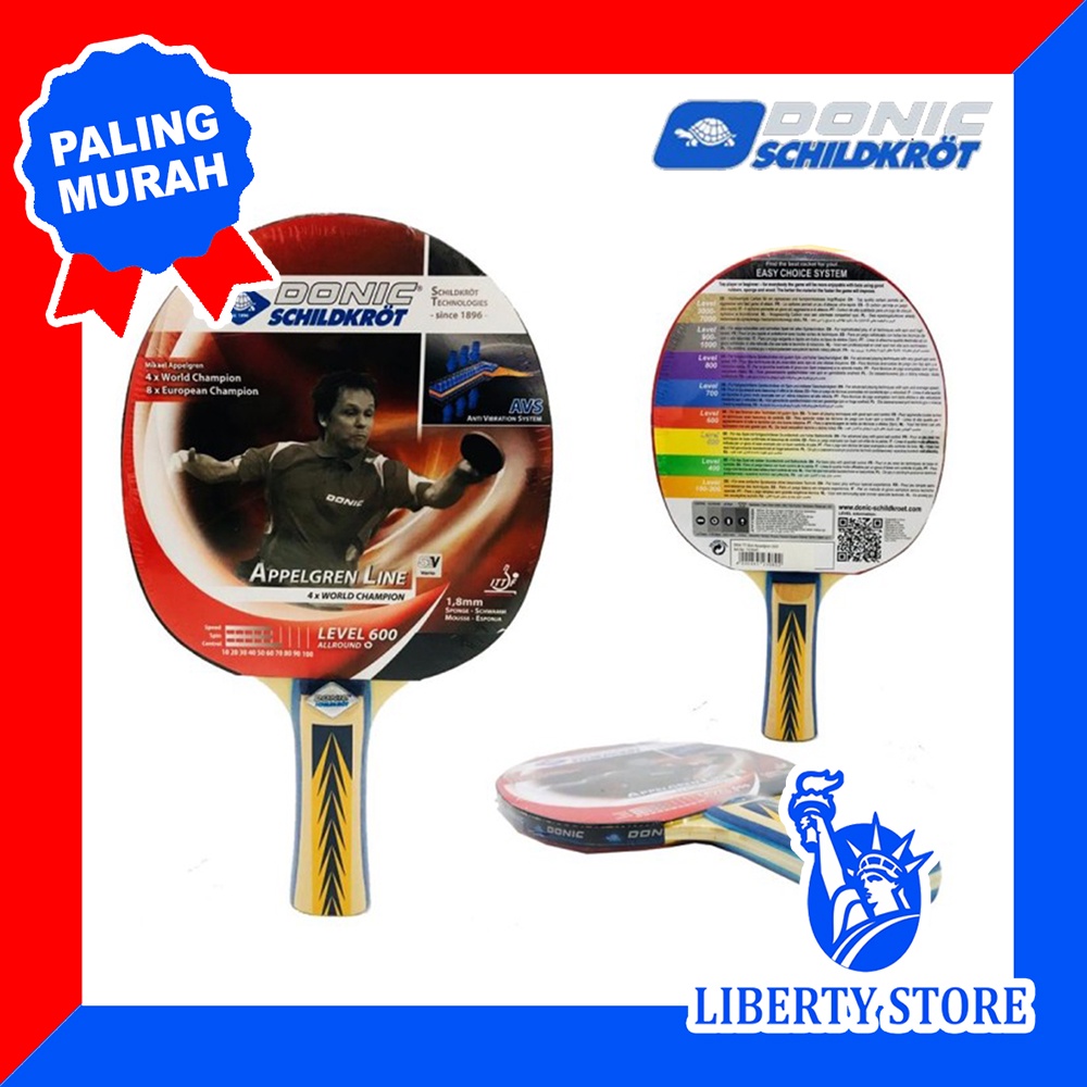Bet Pingpong Tenis Meja Original Donic Appelgren Line Level 600 Asli