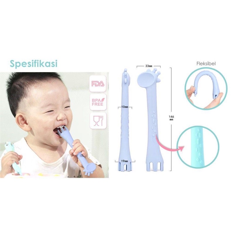 Girrafe Training Baby Spoon | Teether Sendok Garpu Bayi