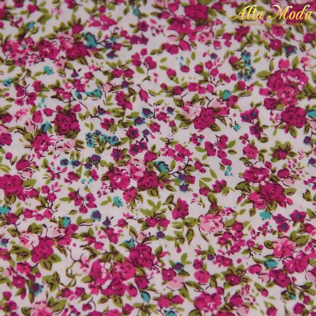 Kain | Alta Moda Katun Putih Motif Bunga Kecil Pink Tua (1M)