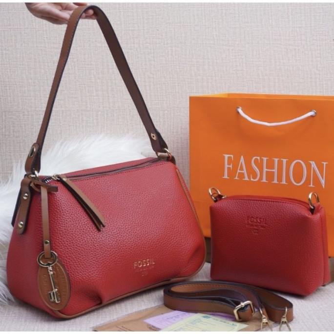 ready stock baru  tas fossil 2 in 1 selempang wanita import tas batam tas handbag termurah
