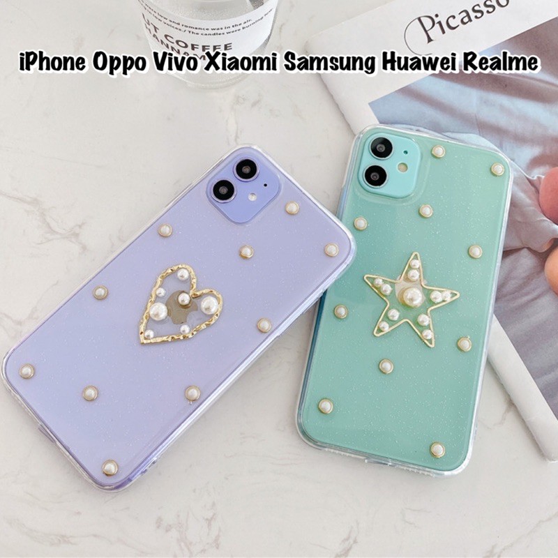 STAR / LOVE PEARL CASE IPHONE OPPO Reno 4 5 4f 5f Samsung A51 a52 a32 a72 M02 A02 A02 Xiaomi 11 9 8