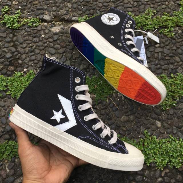 Converse One Star Player High Rainbow Black White