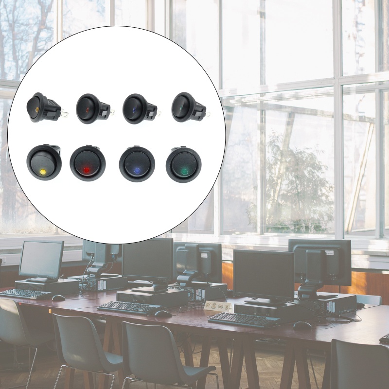 Btsg 20pcs Rocker Switch Bulat 12V Untuk Mata Kucing Dengan Indikator KCD1 Power Switch 3p