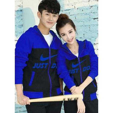 Promo Akhir Tahun Jaket Couple / Baju Pasangan / jacket couple nike biru muda biru tua