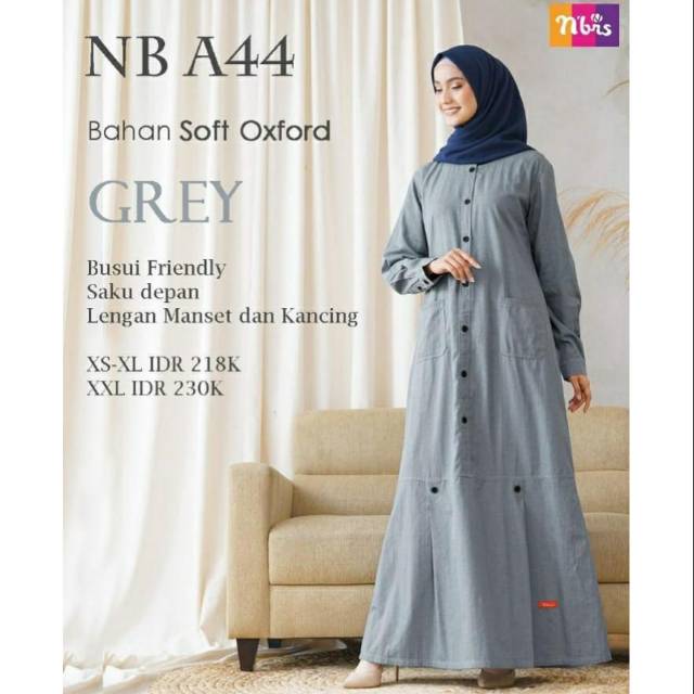Gamis Casual Nibras NB A44 Grey