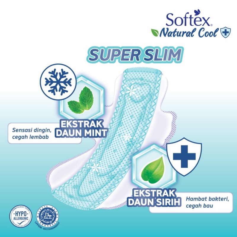 Softex Natural Cool Night Super Slim Wing Pembalut Wanita 29 cm - 10s