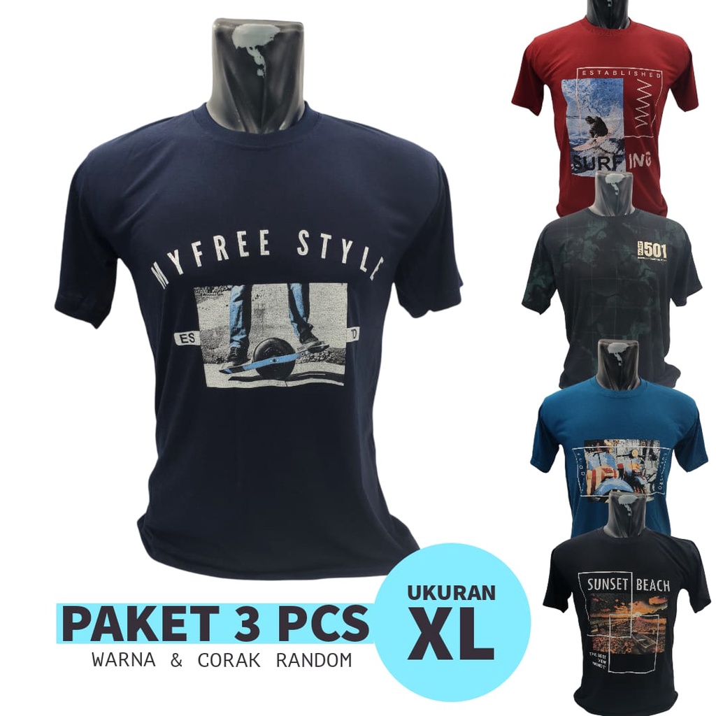 Baju Kaos Dewasa Unisex Paket 3 pcs KAOS T-SHIRT/ DISTRO PRIA WANITA BAJU KAOS/ Kaos Distro Pria Sablon / Baju Kaos Bahan Cotton/ Kaos Isi 3pcs