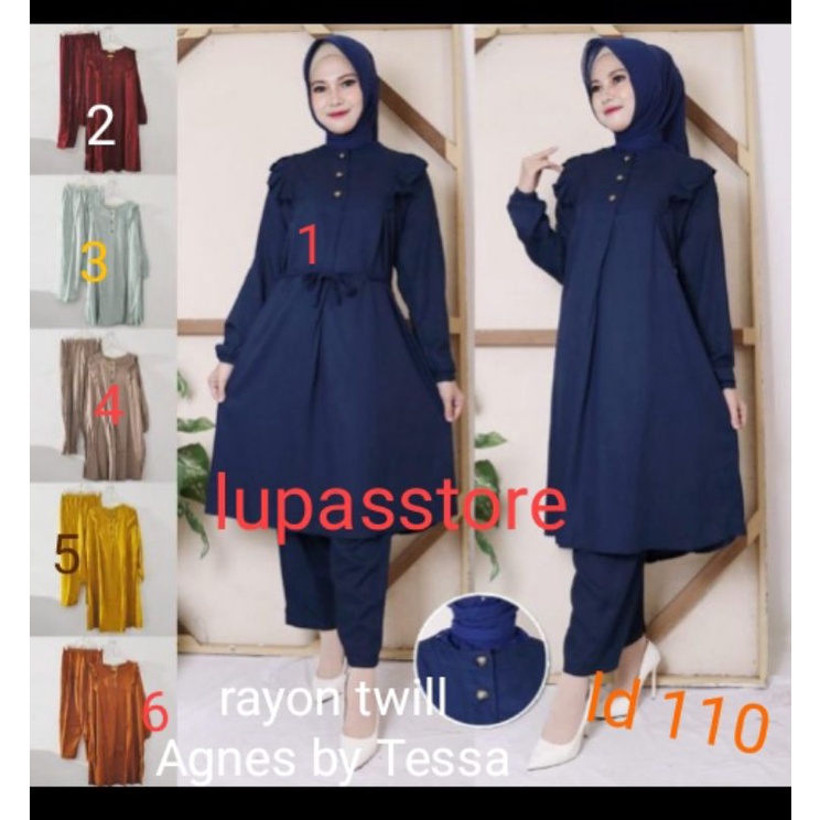 one set tunik katun rayon twill Agnes by Tessa