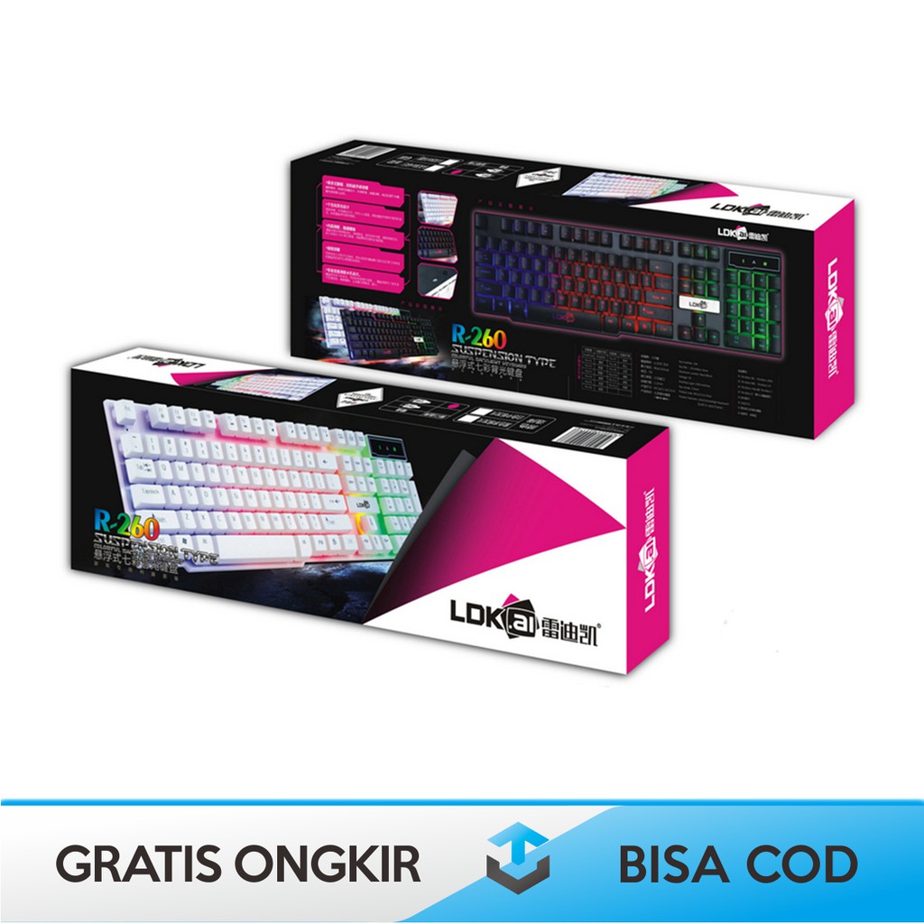 KEYBOARD GAMING MECHANICAL LDKAI R260 ORIGINAL RGB LED BISA HP MURAH