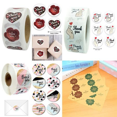 

100PCS KOREA MIX ROSE Thank You Sticker Label KUE Kemasan cake COOKIE PLASTIK STIKER TEMPEL KUE CAKE