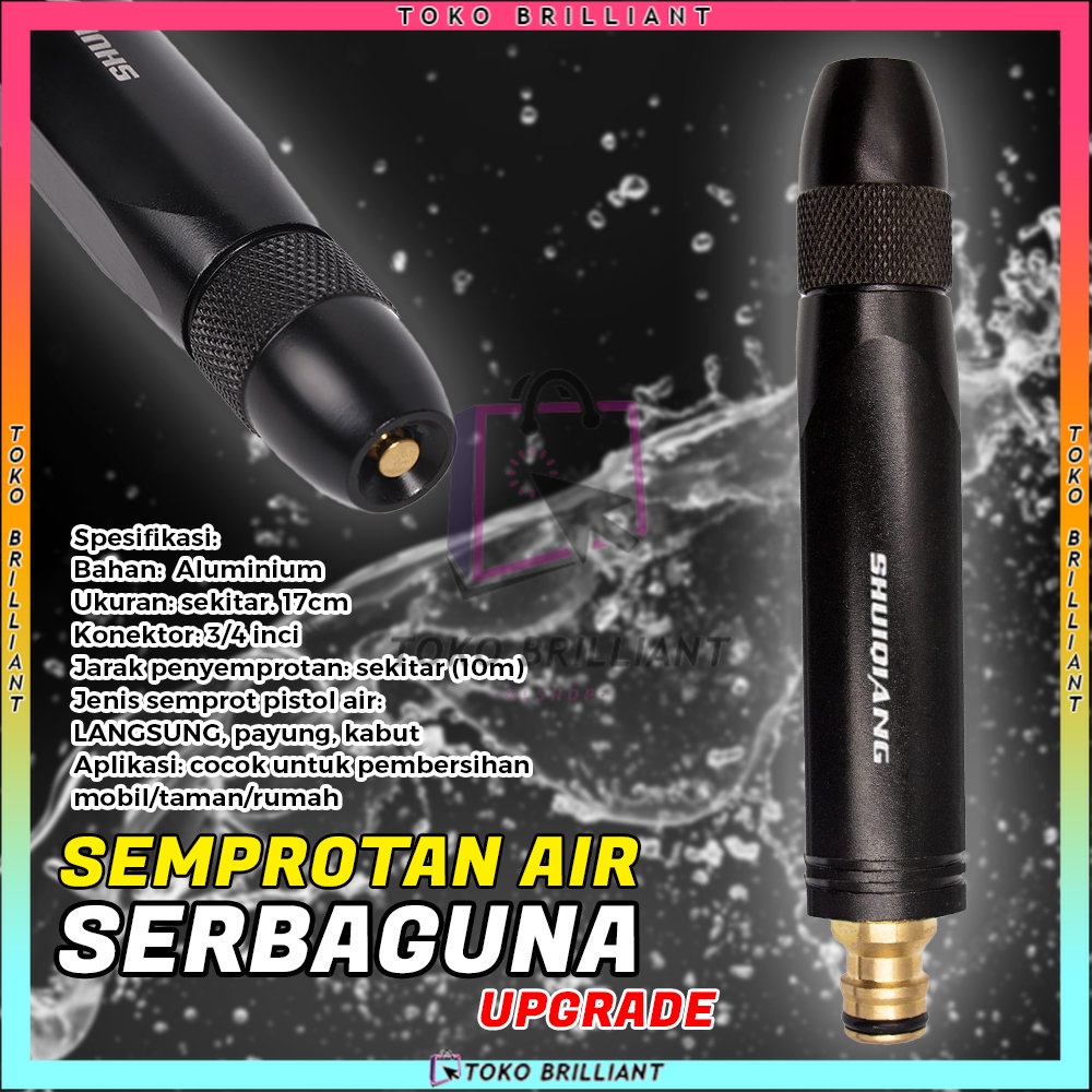 Semprotan Cuci Motor Mobil Sprinkler Cuci Mobil Rumput Taman Sprinkler Pistol Air Tekanan Tinggi Hitam Semprotan 1/2-3/4 Inch