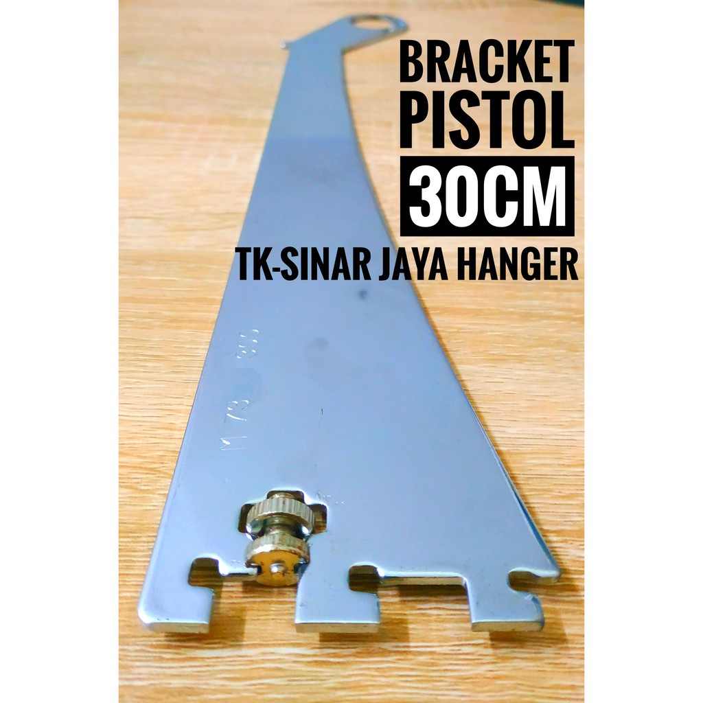 Bracket Pistol Penyangga Rak Kaca dan Pipa bulat. Ukuran 25Cm