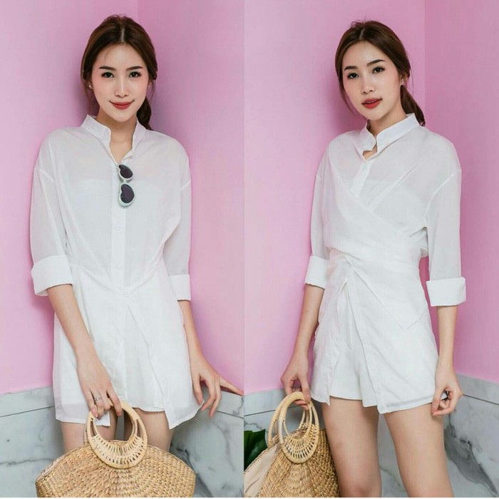 Baju Wanita SS Hem Cewek BL  [Blouse Loretta Putih SW] blouse wanita wolly  putih BM Pakaian