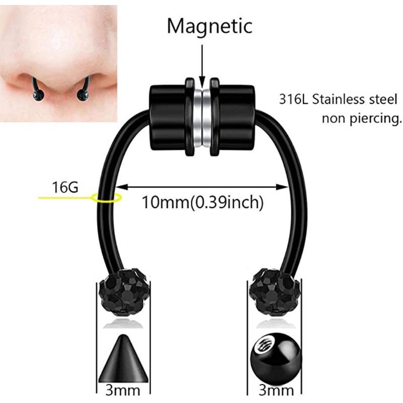 Siy 5 Pcs Anting Hidung Magnetik Tanpa Tindik Model Tapal Kuda Untuk Unisexpriawanita