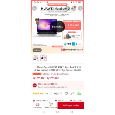 preloved huawei matebook huawei D14 i3 preloved laptop