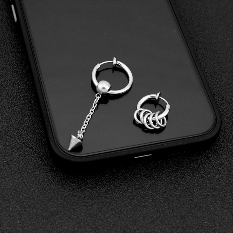 Fancyqube Anting Hoop Rantai Bahan Stainless Steel 2021 Gaya Punk Goth Hip Hop Untuk Pria Dan Wanita