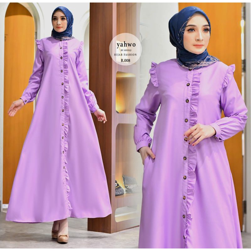 GAMIS  TOYOBO FODU TERBARU YAHWO HIJAB FASHION/GAMIS KANCING DEPAN/GAMIS BUSUY/GAMIS RUFLE DEPAN