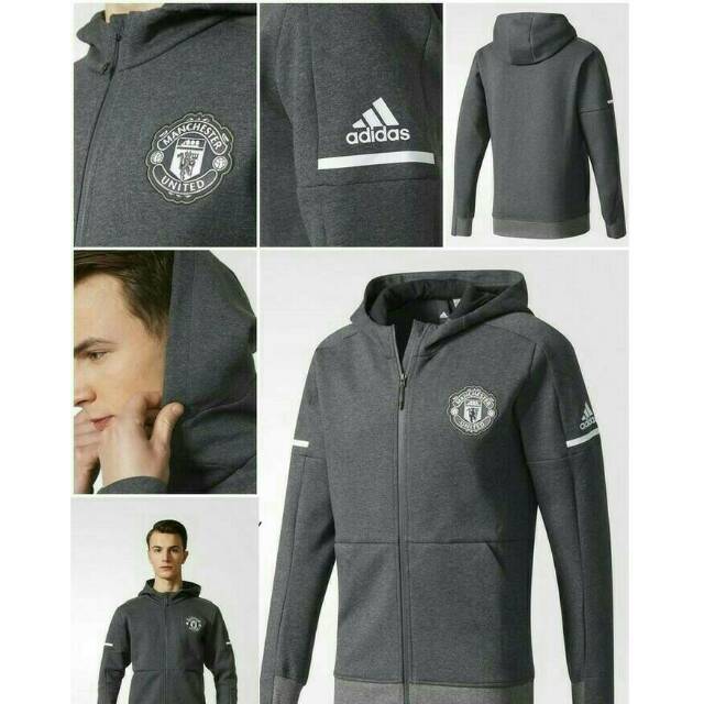 JAKET HOODIE ZNE MU MANCHESTER UNITED GREY OFFICIAL 17/18 GRADE ORI (FNS)