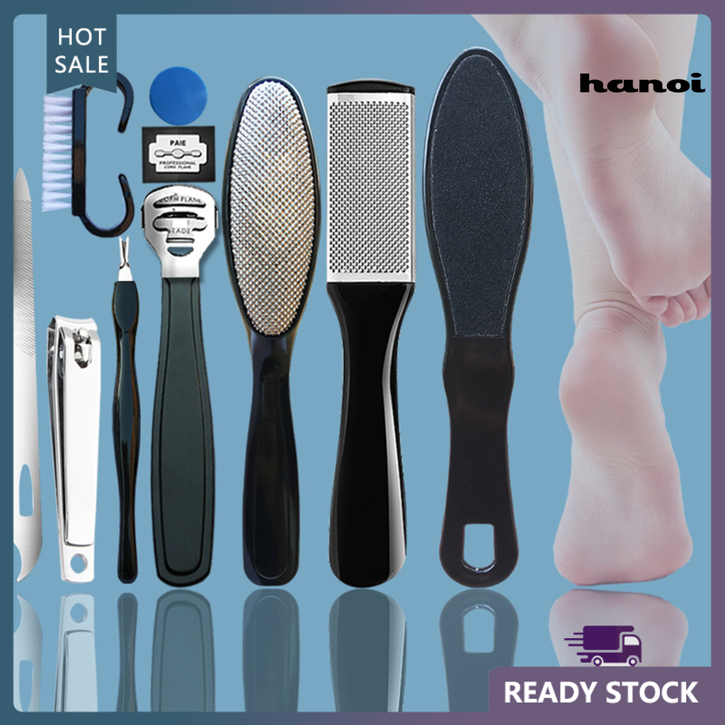 HN_10 in 1 Professional Feet Care Kit Dead Skin Remover Foot Rasp Pedicure Tools